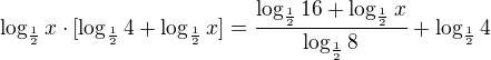 $\log_{\frac12}x\cdot[\log_{\frac12}4+\log_{\frac12}x]=\frac{\log_{\frac12}16+\log_{\frac12}x}{\log_{\frac12}8}+\log_{\frac12}4$