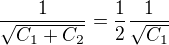 kopírovat do textarea $\frac{1}{\sqrt{C_1 + C_2}} =\frac{1}{2} \frac{1}{\sqrt{C_1}}$