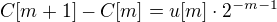 $C[m+1]-C[m]=u[m]\cdot 2^{-m-1}$