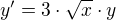 kopírovat do textarea $y' = 3\cdot \sqrt{x}\cdot y$