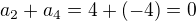 $a_2+a_4=4+(-4)=0$