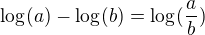 $\log_{}(a)-\log_{}(b)=\log_{}(\frac{a}{b})$
