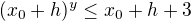 $(x_0+h)^y \leq x_0+h+3$