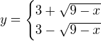 $y = \begin{cases} 3+\sqrt{9-x} \\ 3-\sqrt{9-x} \end{cases} $