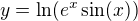 $y=\ln(e^x \sin(x))$