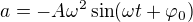 $a=-A\omega^2 \sin (\omega t+\varphi _0)$