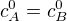 $c_{A}^{0}=c_{B}^{0}$