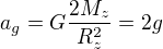 $a_g=G\frac{2M_z}{R_z^2}=2g$