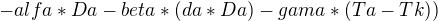 kopírovat do textarea $-alfa*Da-beta*(da*Da)-gama*(Ta-Tk))$