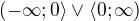 $(-\infty ;0\rangle\vee \langle0;\infty)$