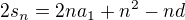 $2s_n=2n a_1+n^2-nd$