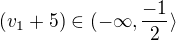 $(v_1+5)\in (-\infty,\frac{-1}{2}\rangle$