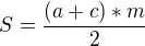 kopírovat do textarea $S=\frac{(a+c)*m}2$