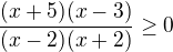 $\frac{(x+5)(x-3)}{(x-2)(x+2)}\ge 0$