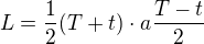 kopírovat do textarea $L=\frac12(T+t)\cdot a\frac{T-t}{2}$