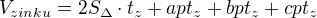 $V_{zinku}=2S_{\Delta}\cdot t_{z}+apt_{z}+bpt_{z}+cpt_{z}$
