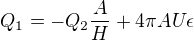 $Q_1 = -Q_2 \frac{A}{H} + 4 \pi A U \epsilon$