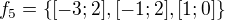$f_{5}=\{[-3;2], [-1;2], [1;0]\}$