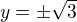 $y = \pm \sqrt{3}$