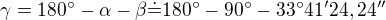kopírovat do textarea $\gamma = 180^\circ-\alpha-\beta\dot=180^\circ-90^\circ-33^\circ 41' 24,24''$
