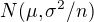 $N(\mu, \sigma^2/n)$