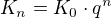 $K_{n}=K_{0}\cdot q^{n}$
