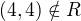 $(4, 4) \notin R$