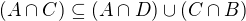 $(A\cap C)\subseteq(A\cap D)\cup(C\cap B)$