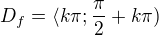 $D_f=\langle k\pi;\frac\pi2+k\pi)$