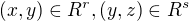$(x,y)\in R^r, (y,z) \in R^s$