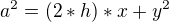 $a^{2}=(2*h)*x+y^{2}$
