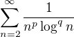 kopírovat do textarea $\sum_{n=2}^{\infty}\frac{1}{n^p \log^qn}$