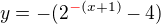 $y=-(2^{\color{red}-\color{black}(x+1)}-4)$