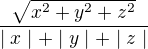 kopírovat do textarea $\frac{\sqrt{x^2+y^2+z^2}}{\mid x \mid+\mid y \mid+\mid z \mid}$