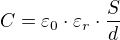 kopírovat do textarea $C=\varepsilon _{0}\cdot \varepsilon _{r}\cdot \frac{S}{d}$