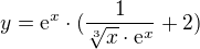 $y = \mathrm{e}^{x}\cdot (\frac{1}{\sqrt[3]{x}\cdot \mathrm{e}^{x}} + 2)$