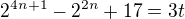 $2^{4n+1}-2^{2n}+17=3t$