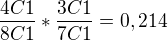 $\frac{4C1}{8C1}*\frac{3C1}{7C1}=0,214$