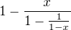 kopírovat do textarea $1- \frac{x}{1-\frac{1}{1-x}}$