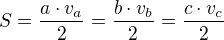 $S=\frac{a \cdot v_a}2=\frac{b \cdot v_b}2=\frac{c \cdot v_c}2$