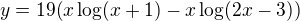 $y=19(x\log (x+1)-x\log (2x-3))$