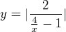 $y=|\frac{2}{\frac{4}{x}-1}|$