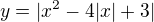 $y = |x^2-4|x|+3|$