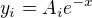 $y_i=A_ie^{-x}$