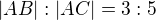 $|AB|:|AC|=3:5$