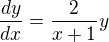kopírovat do textarea $\frac{dy}{dx}=\frac{2}{x+1}y$
