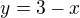 $y=3-x$