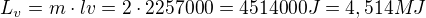 $L_{v}=m\cdot lv=2\cdot 2257000=4514000J = 4,514 MJ$