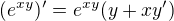 $(e^{xy})'=e^{xy}(y+xy')$