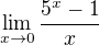 $\lim_{x\to 0} \frac{5^x - 1}x$